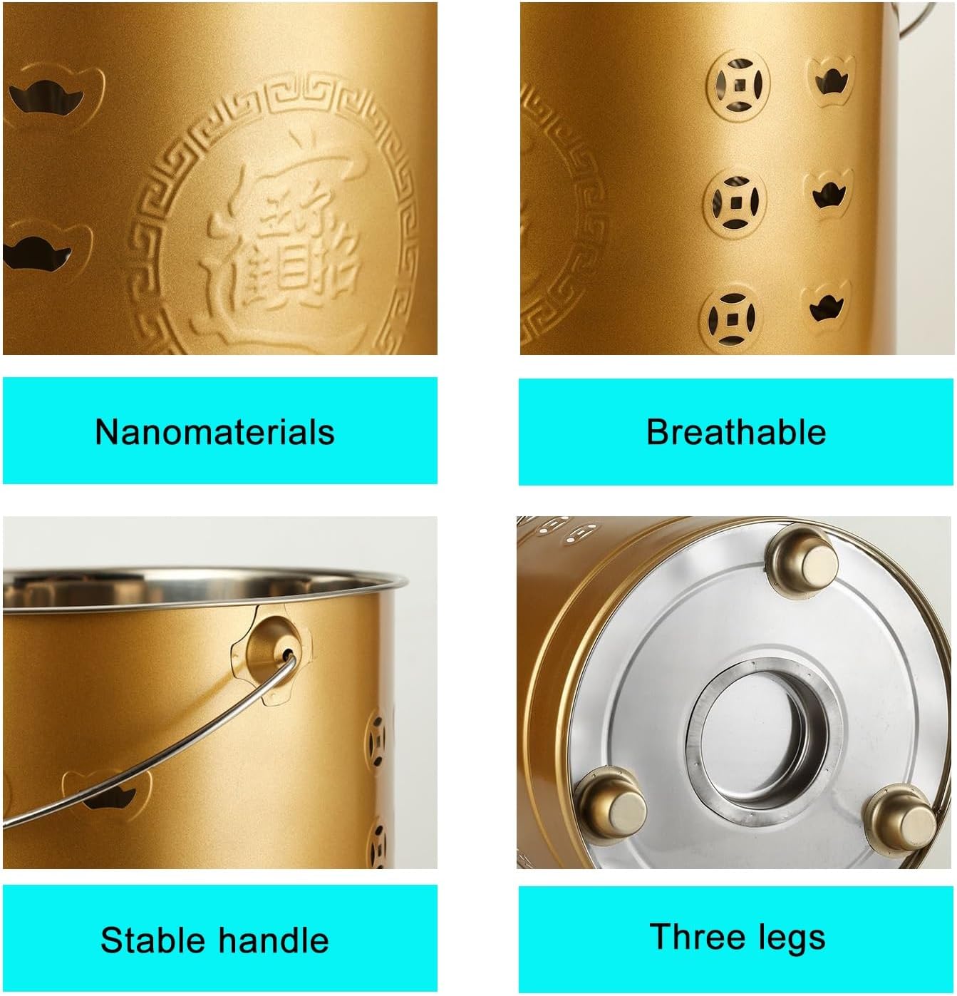 Burn Barrel for Outside, Metal Garden Incinerator, Portable Fire Pit, for Outside Burning Trash, Balcony, Wood, Bonfire Camping, Deck(Red,48cm/19in)