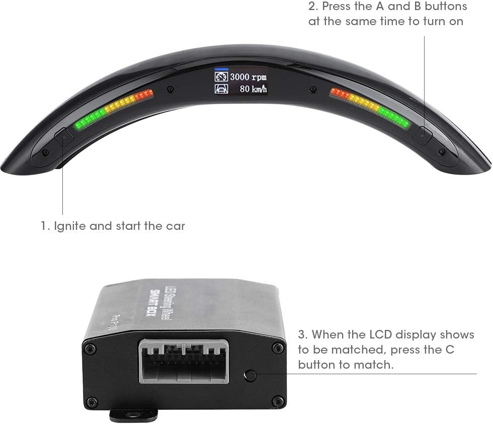 Qiilu 4th Gen LED Performance Steering Wheel Race Digital Display Shift Indicator Lights OBD2 Module Kits
