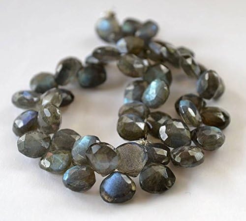 Labradorite Gemstone. Semi Precious Gemstone Bead. Faceted Heart Briolette. 9-9.5mm 9pcs