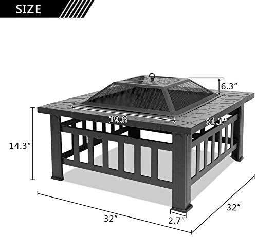 Outdoor Fire Pit Outdoor Fire Large Bonfire Wood Burning Patio Coal Grill Firepit Charcoal Smokeless Grill with Spark Screen Poker