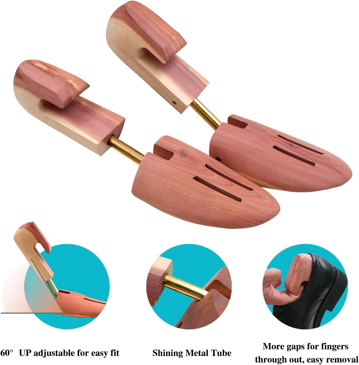 Cedar Shoe Trees with Single Tube, Wooden Shoe Tree for Men, 7–14 Size Cedar Accessories for Sneakers, Boots - 6 PKS