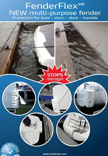 Dan Fender FenderFlex Multi-Purpose Boat Fender & Boarding Step – Durable PVC Marine Fender with Secure Rope-Holds Ideal for Yacht Hull Protection Pontoon Boats, Inflatable Boats & Boating Accessories