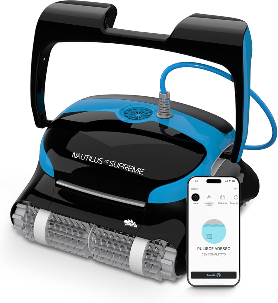 Dolphin Nautilus CC Supreme Wi-Fi Automatic Robotic Pool Vacuum Cleaner, Dual Drive, Waterline Scrubber Brush, Top Load Filter, Ideal for In-Ground Pools up to 50 FT