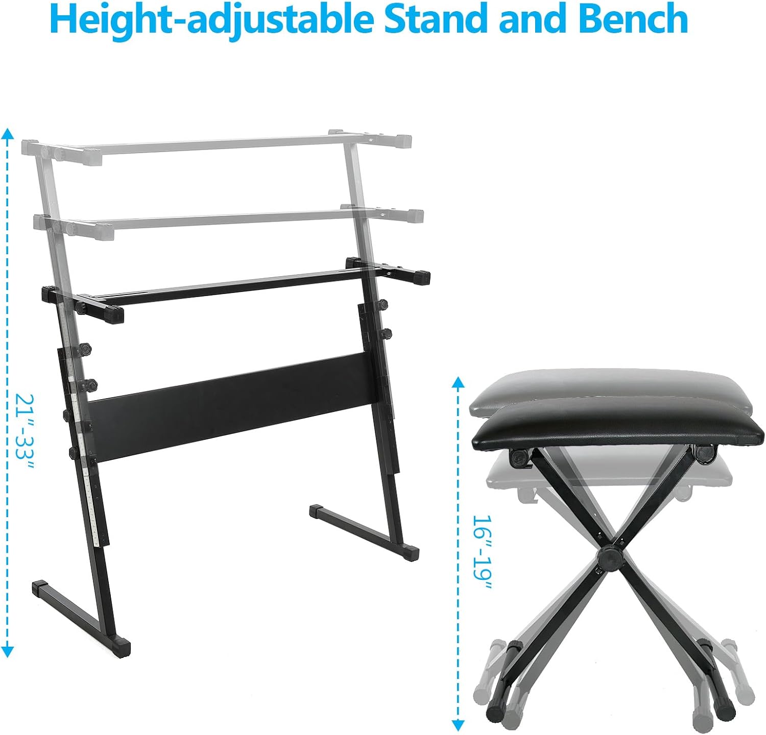 61 Key Keyboard Piano for Beginners w/Stand Bench, Dual Power Mode, Lighted Keys in Follow Mode, 70 Demos, 200 Tones/Rhythms, Pitch Bend Metronome Sustain Sync Chord Dual Key Key Drum Program