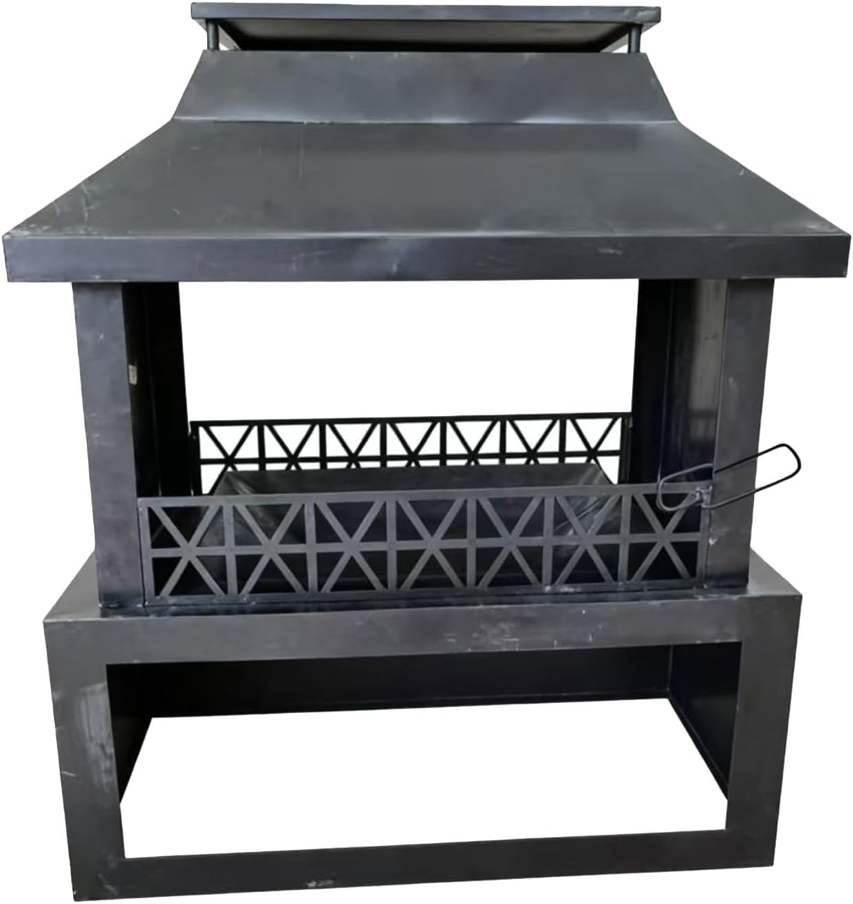 Outdoor Fire Pit Wood-Burning Stove, Garden Metal Decorative Fire Pit Farmhouse Decor Style Custom-Made (Black)