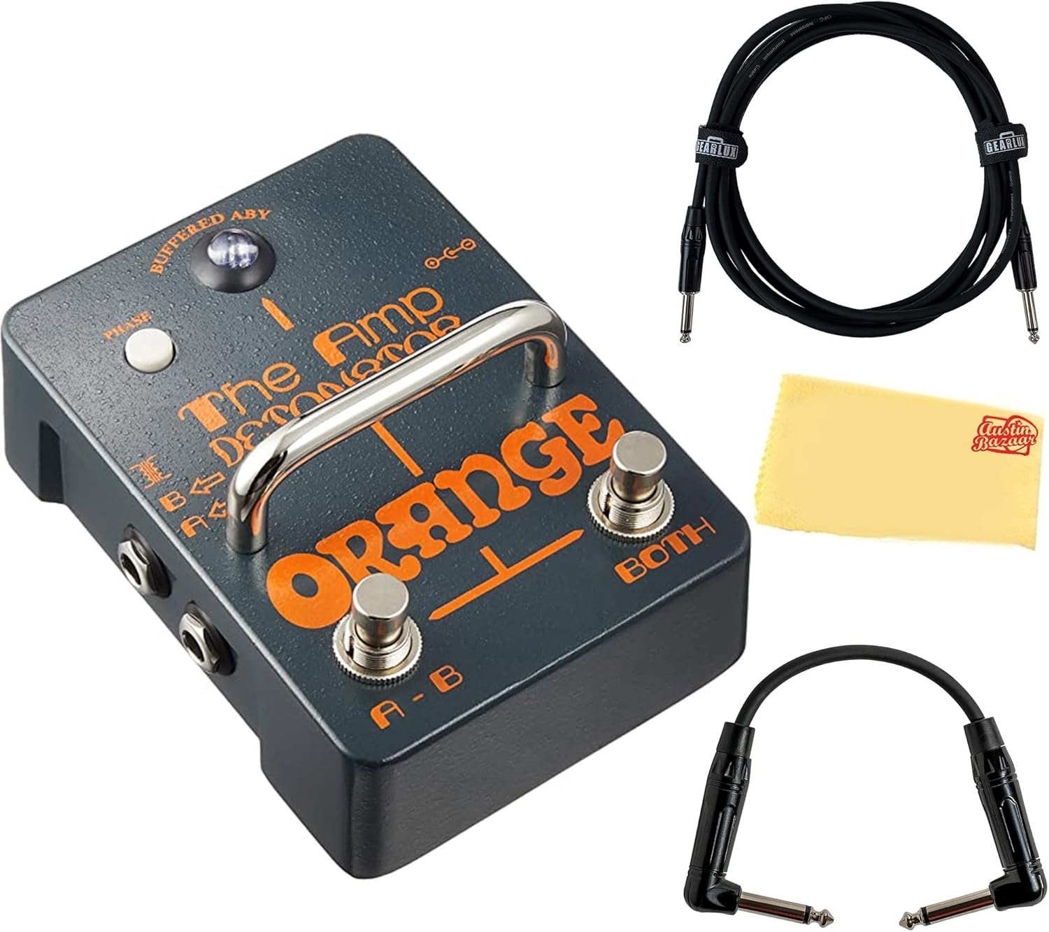 Orange Amp-Detonator Boost EQ Guitar Effects Pedal - Bundle with Instrument Cable and Austin Bazaar Polishing Cloth