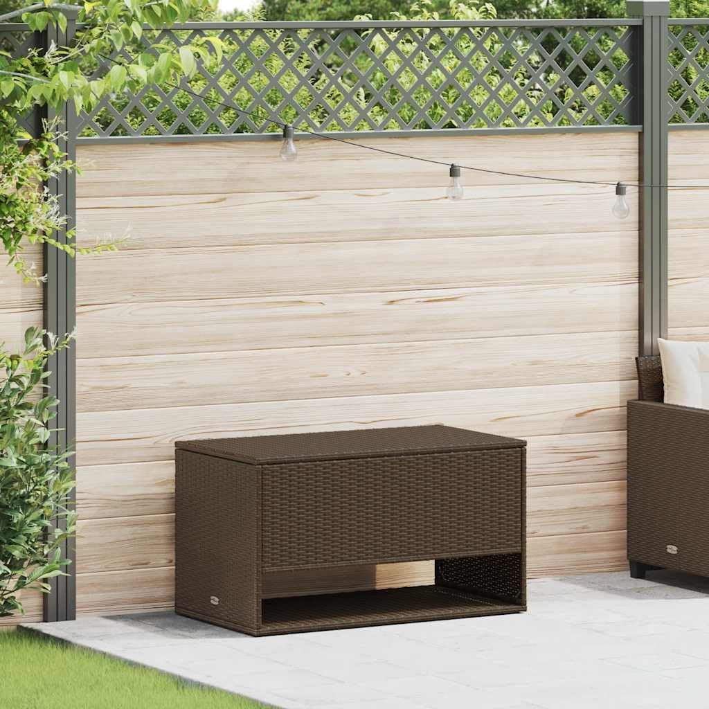 Outdoor Cushion Storage Box, Brown PE Rattan, Powder-Coated Steel Frame, Weathered Finish, 39.4 x 21.7 x 21.9 Inches, Waterproof Deck Pool Patio Garden Container