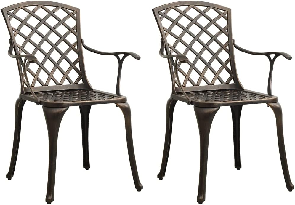 Patio Chairs 2 pcs Cast Aluminum Bronze,Durable Outdoor Patio Chairs with RustResistant Cast Aluminum for Comfortable Relaxation Outdoor Furniture, Outdoor Chairs, Brown