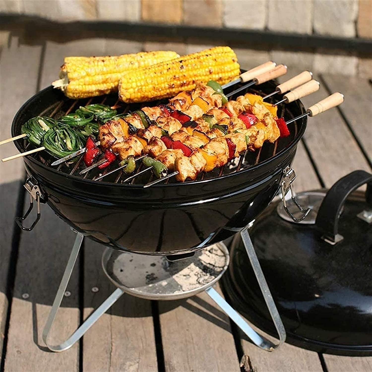 BBQ Grill Outdoor BBQ Grill,Fire Pits,Outdoor Fire Pit Wild Travel Wood Burning and Camping Picnic Stove Bonfire,with Barbecue,Family EssentialMultifunctional Stove