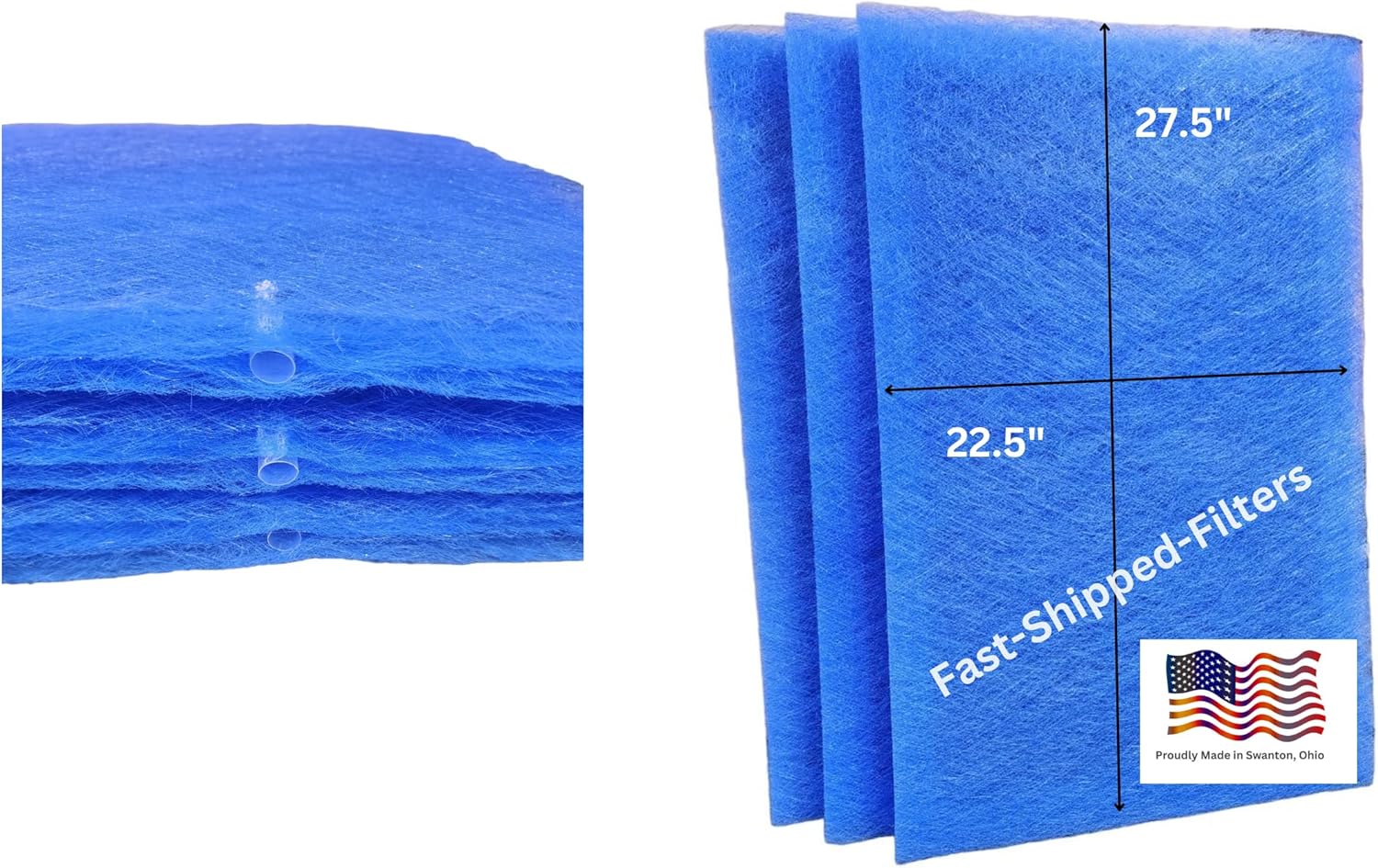 Fast-Shipped-Filters 3 Pack 24x30 Replacement Filter Pads Compatible with PremierOne Pure Flo MS-2430 Air Cleaner 24x30 Refill Blue