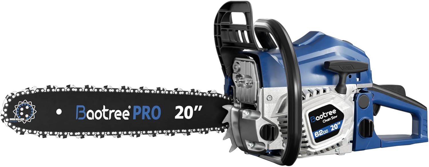 Gas Chainsaw 62CC 20 Inch Professional Powerful 2-Stroke Engine for Tree Cutting, Logging and Firewood with Chain Brake