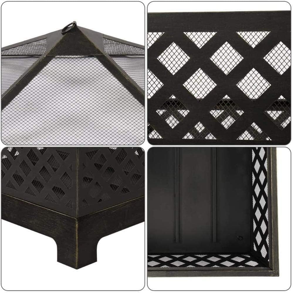 Garden Fire Pit Portable Grill Barbecue Rack Outdoor Fire Pit, Outdoor Mesh Brazier Garden Patio Heater,Wood Burning Fire Pit for Camping Picnic Bonfire Backyard for Camping Backyard