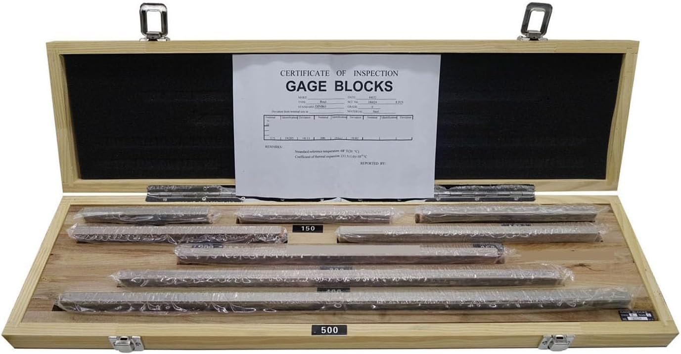 Gage Block Set, Setup Blocks Height Gauge Set, Block Gauge Set, 125-500mm, 8pcs, 0 Grade,1 Grade, Setup Bars For Router And Table Saw Accessories Woodworking Set Up for Calibrating Other Accuracy of G