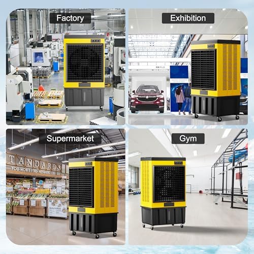 MEPTY 70IN Portable Swamp Cooler, 14715CFM Evaporative Air Cooler, 53Gal Tank with Continuous Auto Fill, 120°Oscillation, 3Speed Evaporative Cooler for Outdoor Patio, Garage, Factory Use