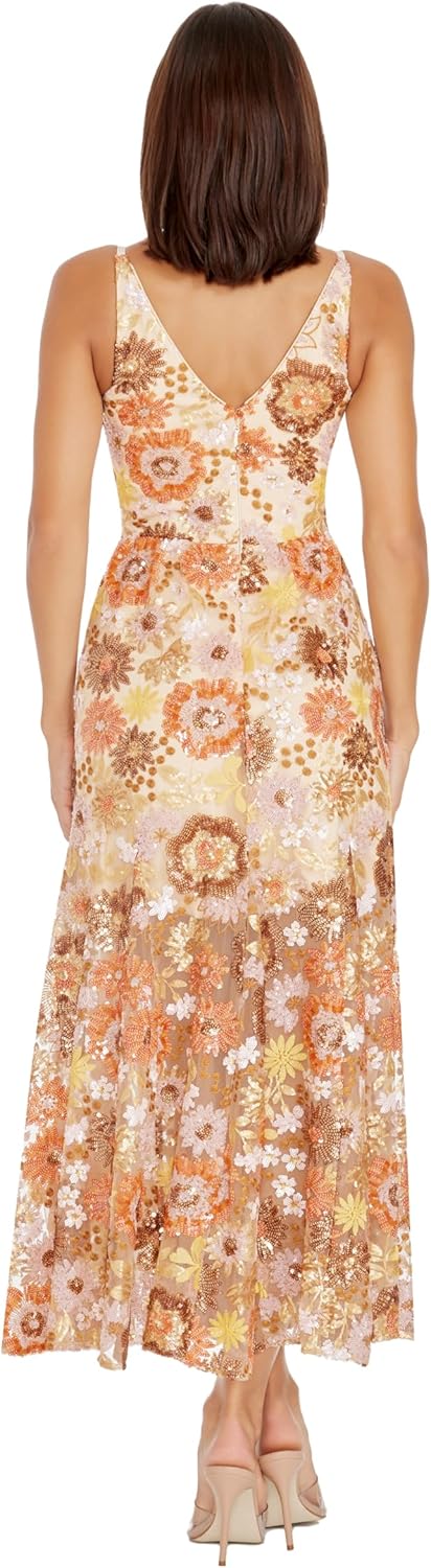 Dress The Population Womens Sierra Fit and Flare Midi Dress