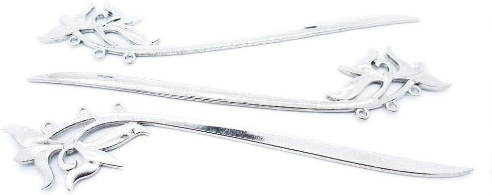 110 Pieces Antique Silver Tone Jewelry Making Charms Crafting Beading Craft E1XY2 Flower Hairpin Hair Stick Bookmark