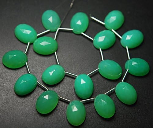 8 Matched Pair,AAA Quality, Chrysoprase Chalcedony feceted Oval Shape Briolettes 12x16mm