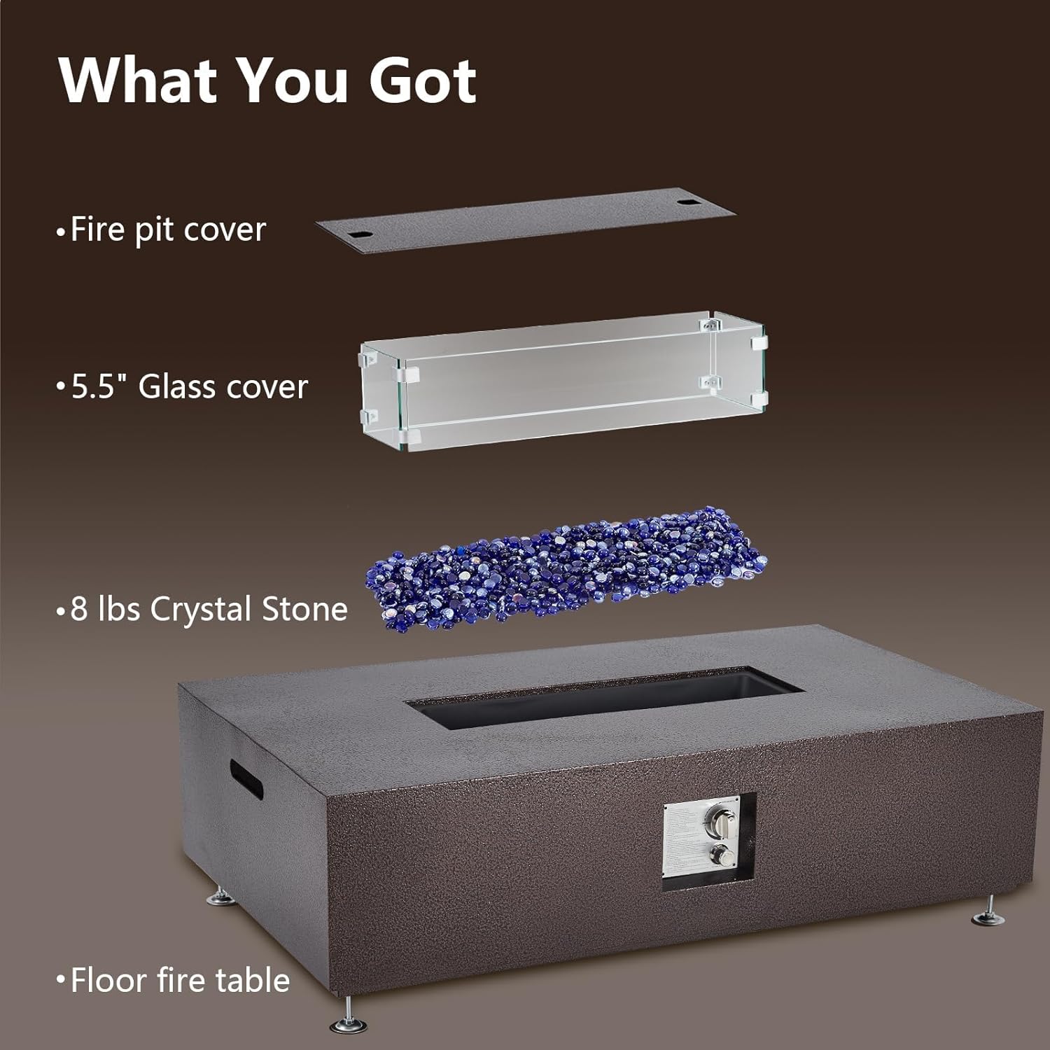 48 Inch Outdoor Propane Fire Pit Table with Piezo Ignition Dual Function Design Bronze Gold Finish for Patio Deck Garden Seating 6-8