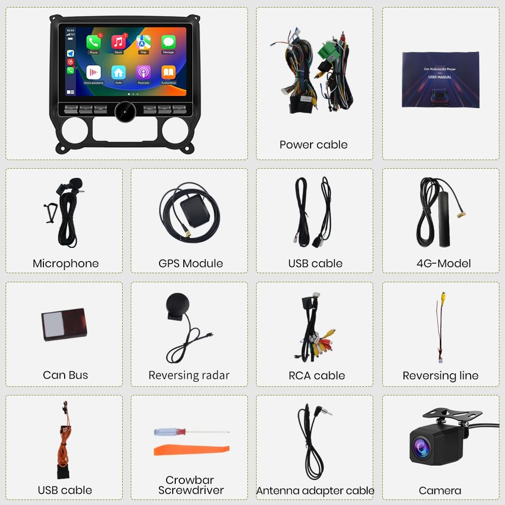 AWESAFE 10.6 Inch Car Radio Stereo Qualcomm [4+64GB] for Chevy Silverado GMC Sierra 2014-2018 Android 13 Head Unit with CarPlay Android Auto