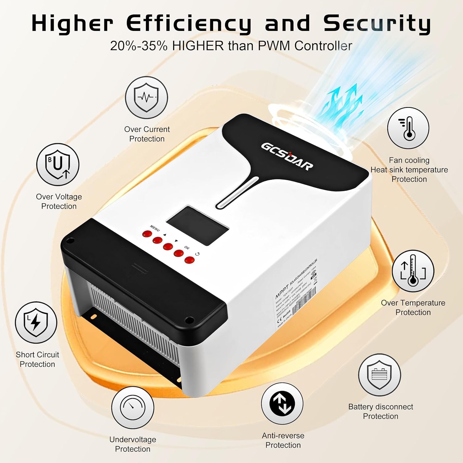 MPPT Solar Charge Controller 100A 12V 24V 48V Auto Max PV 250V Common Negative Grounding with WiFi Adapter APP Monitor Solar Panel Regulator Generator for Multitype Battery LiFePO4