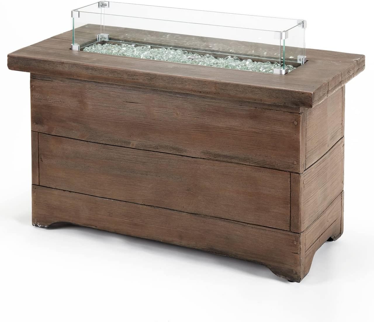 Bluegrass Living HF42603 Barnyard Style Propane Fire Pit Table for Patio and Deck Use, MGO Construction, Includes Glass Beads and Protective Cover, 42 Inch x 20 Inch, Gray