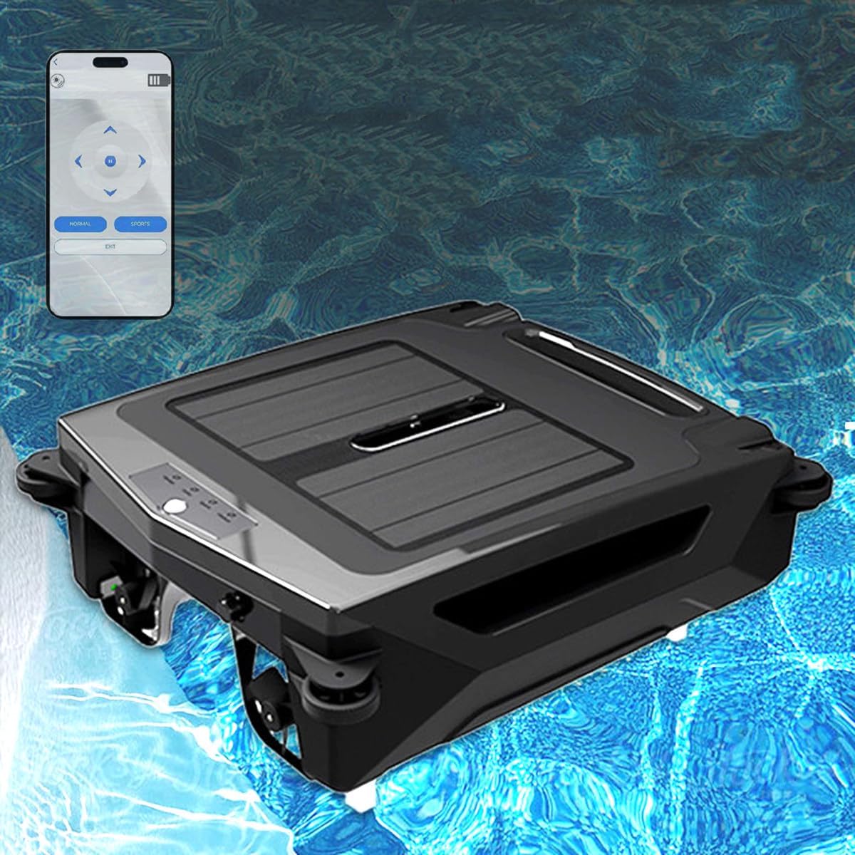 Automatic Pool Skimmer Cleaner Robot, Solar Powered Robotic Pool Skimmer, Solar Robotic Pool Skimmer Cleaner, with Dual Charging Modes Cleaning, Smart Obstacle Avoidance, Path Optimization