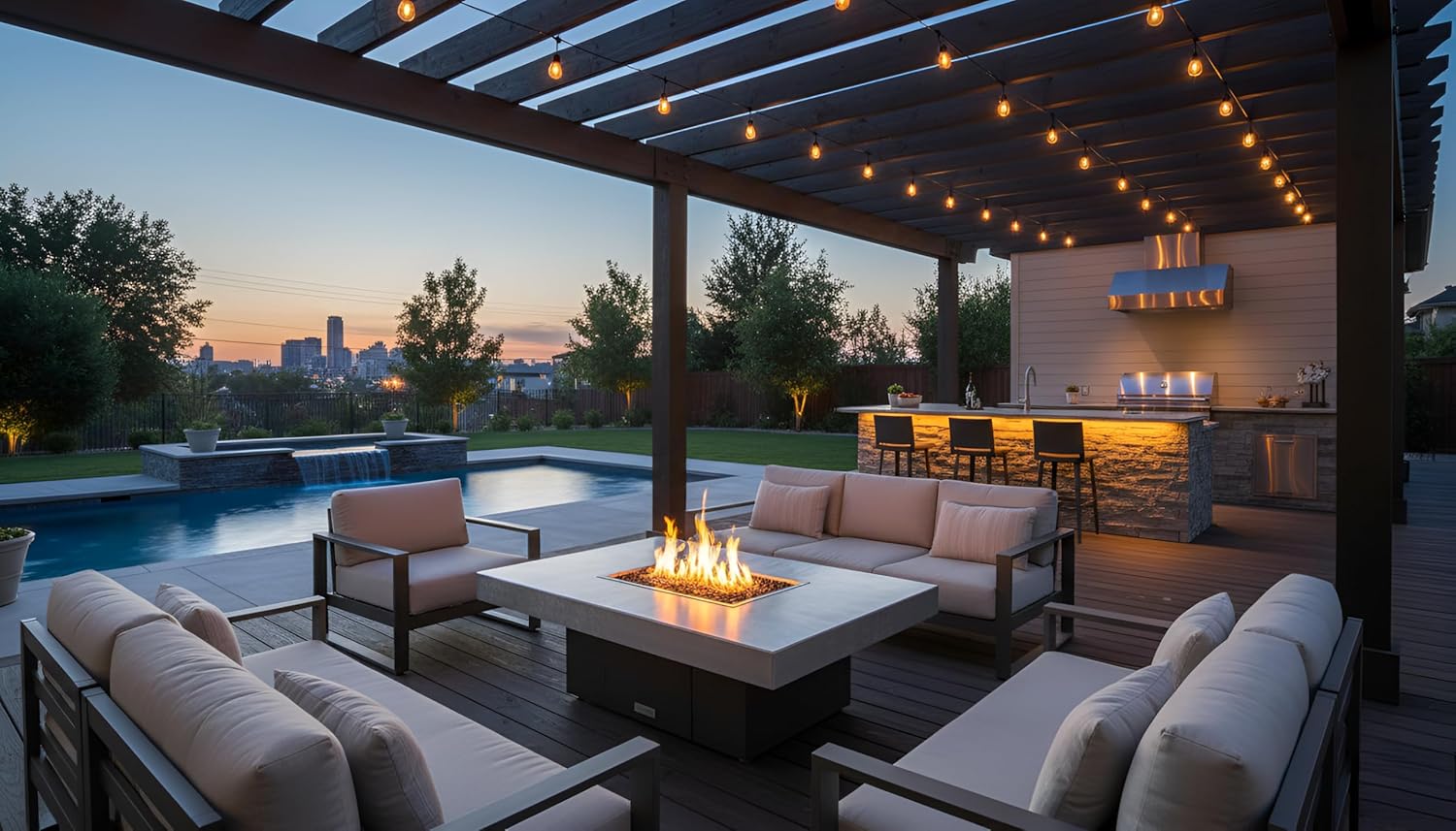 COOKE Santa Barbara Rectangular Fire Pit Table - 40 x 30 - Propane - Brushed Aluminum Top - Grey Texture Powdercoat Base