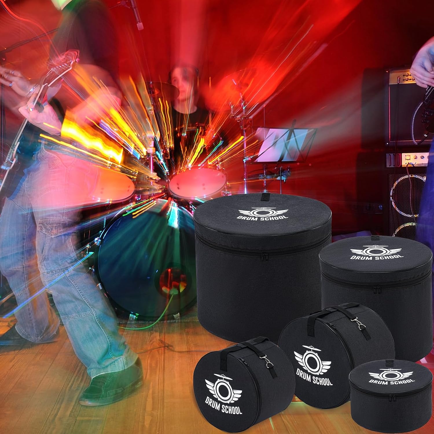 5-pcs Drum Bag Set, Drum Cases Set Padded for 12