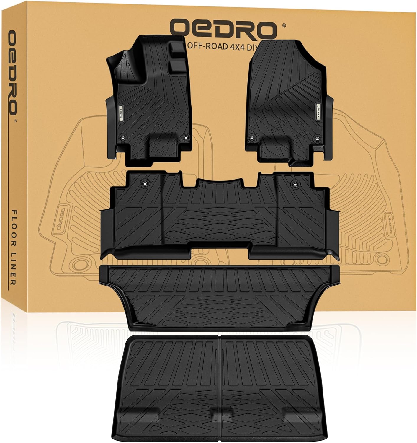 OEDRO Upgraded Floor Mats Fit for Honda Odyssey 2026 2025-2018, All Weather TPE Floor Liners, Car Mats Tailored Fit Odyssey Accessories, 1st and 2nd 3rd Row with Cargo Liner