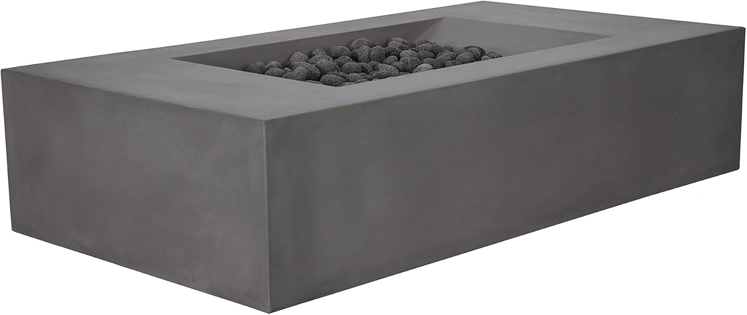 Pyromania Moderne Outdoor Concrete Fire Table, 58 x 32 Inches - Propane Model in Slate Gray Color