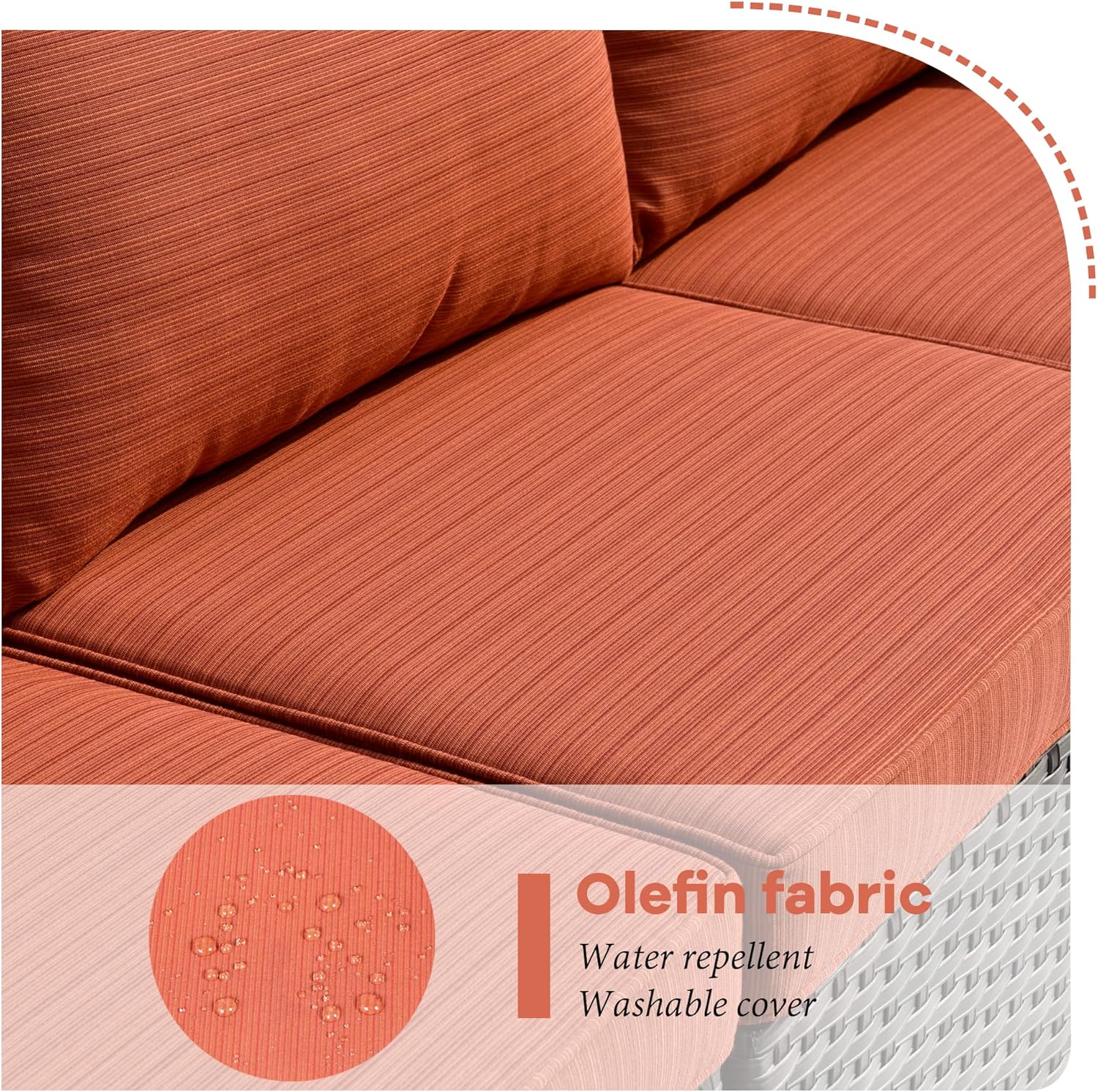 HOOOWOOO Patio Outdoor Furniture Sectional Couch Set with Propane Fire Pit Table,13 Piece Wicker Weather Resistant Conversation Set,Modern Corner L Shaped Modular Sofa Set for Yard(Orange Red)