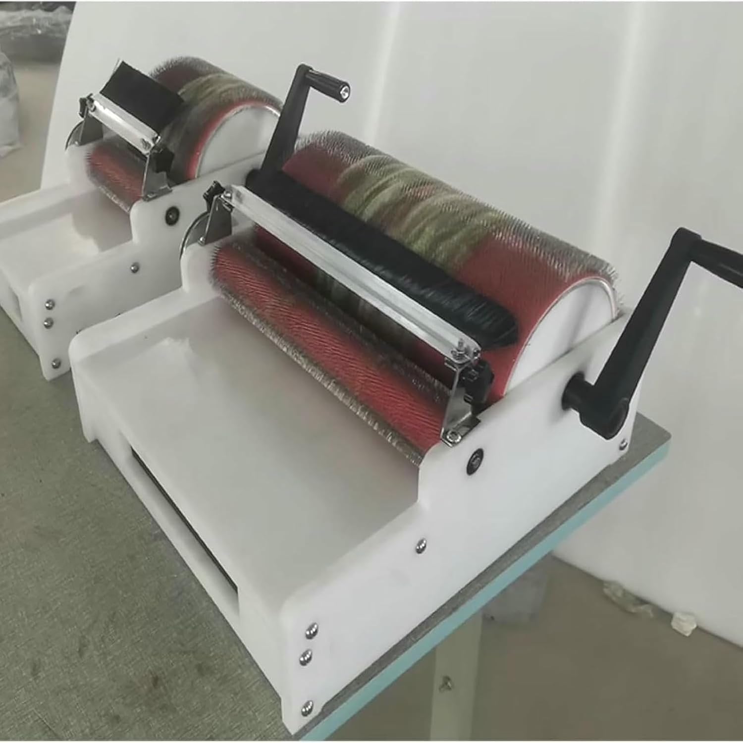 Manual Wool Drum Carder, Hand Carding Machine, Wool Blending Board Carding Brush Set with Aluminium Alloy Roller, Belt Drive, No Electricity Needed for DIY Craft, Handmade Projects~/