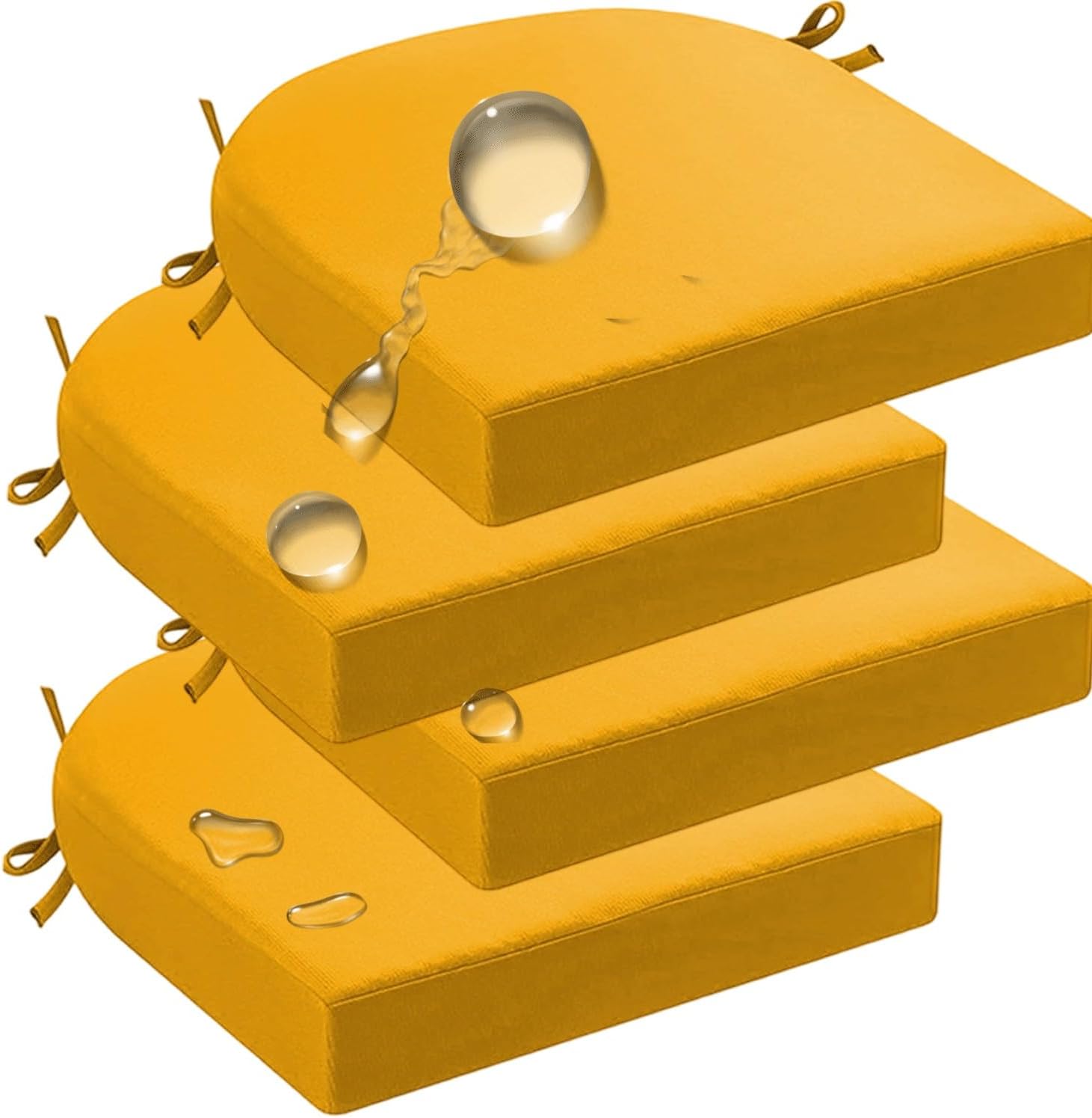 JACOJE Outdoor Seat Cushions Waterproof 19x19/20x20“ Patio Chair Cushions Set of 2/4 - Foam Furniture Cushions with Ties Square Corner Chair Pads for Garden(H16,(4pcs) 20x20x3)