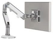 Humanscale M8 Adjustable Articulating Computer Monitor Arm - Bolt Through Mount with Base - Silver with Gray Trim