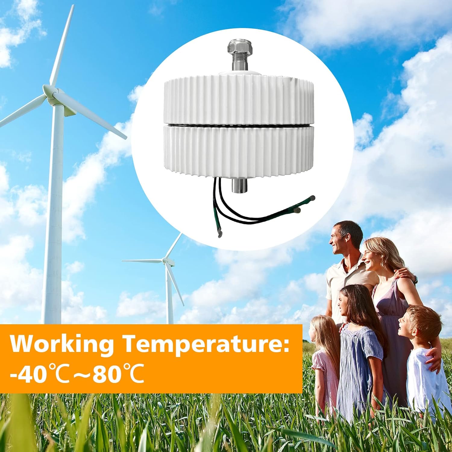 300W 24V Three-Phase AC Permanent Magnet Generator Mini High Efficiency 750RPM Low Speed Wind Generator Motor AC Alternator for Wind Generators DIY