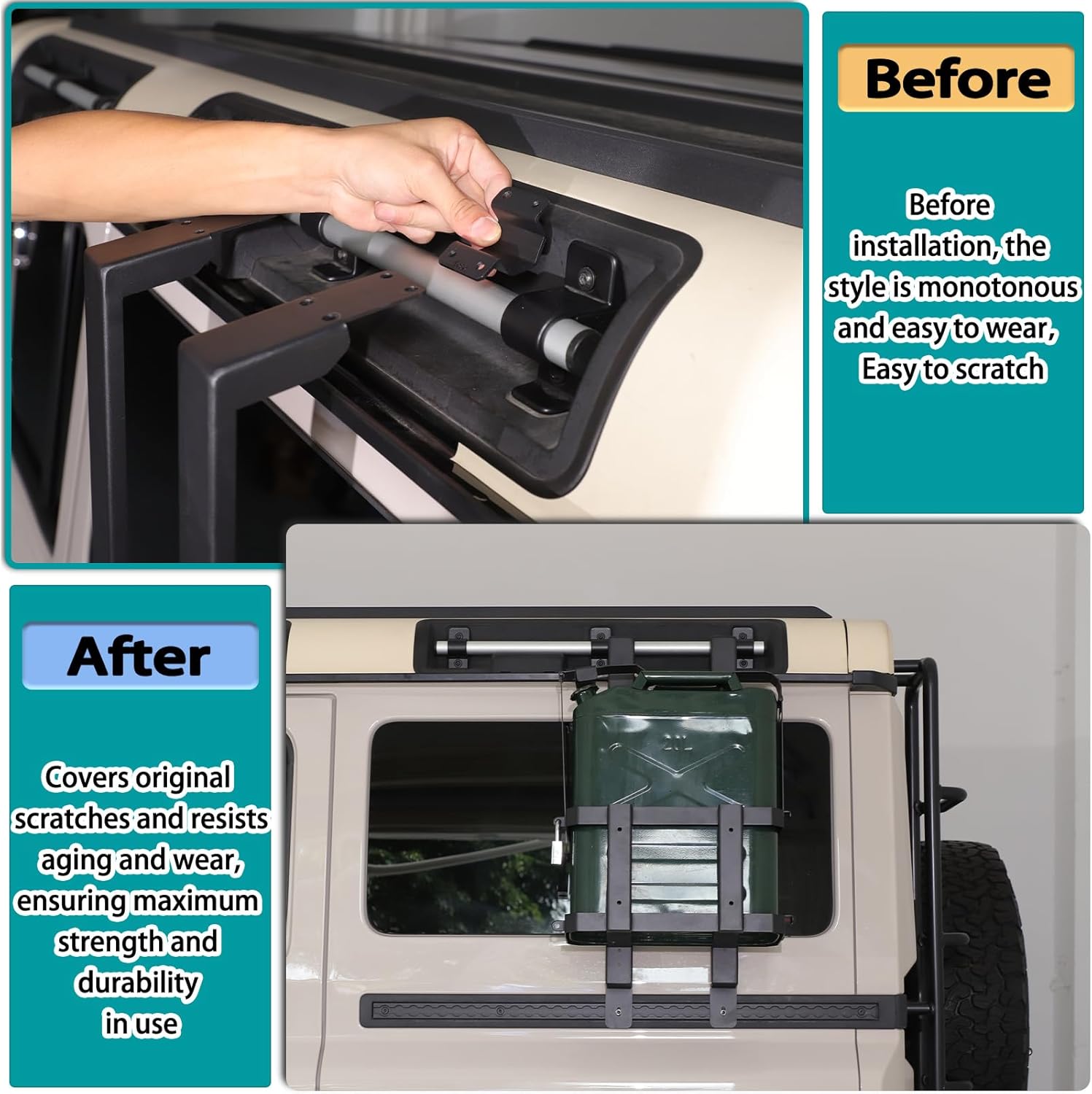 Car Rear Window Spare Fuel Tank Water Drum Bucket Bracket Compatible with Ineos Grenadier 2020-2025 20 Liter Jerry Mount Brackets Side External Accessories， Applicable to Both Left and Right