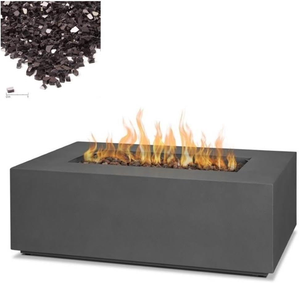 Home Square 2-Piece Set with Small Fire Table and Fire Glass in Slate/Black