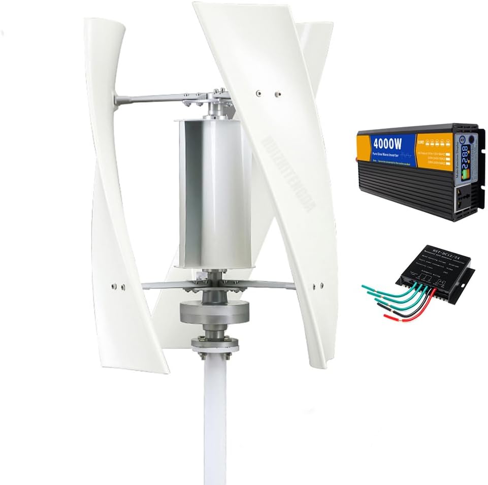 4000W Vertical Windmills Turbine Dynamo Generator, for Solar Panels Off-Grid Systems 12V 24V 48V 220V Portable Solar Generator with Mppt Controller (3 Blades),24v