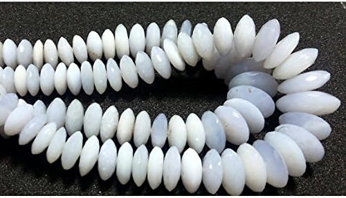 13 inch Natural Beads Strand of 12-13mm Faceted rondelle Aqua Chalcedony Gemstone Beads for DIY Jewelry - Necklace, Bracelet, Earring, Ring.