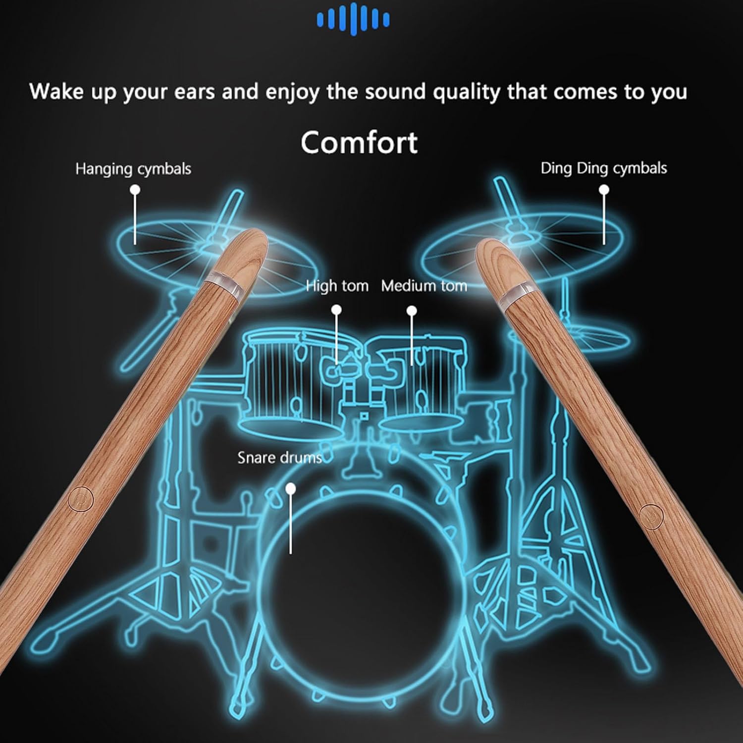 Virtual Electronic Drum Set, Smart Electronic Drum Set Machine for Beginners Adults Kids Gift, Air with Drumsticks Pedals, Play Anywhere