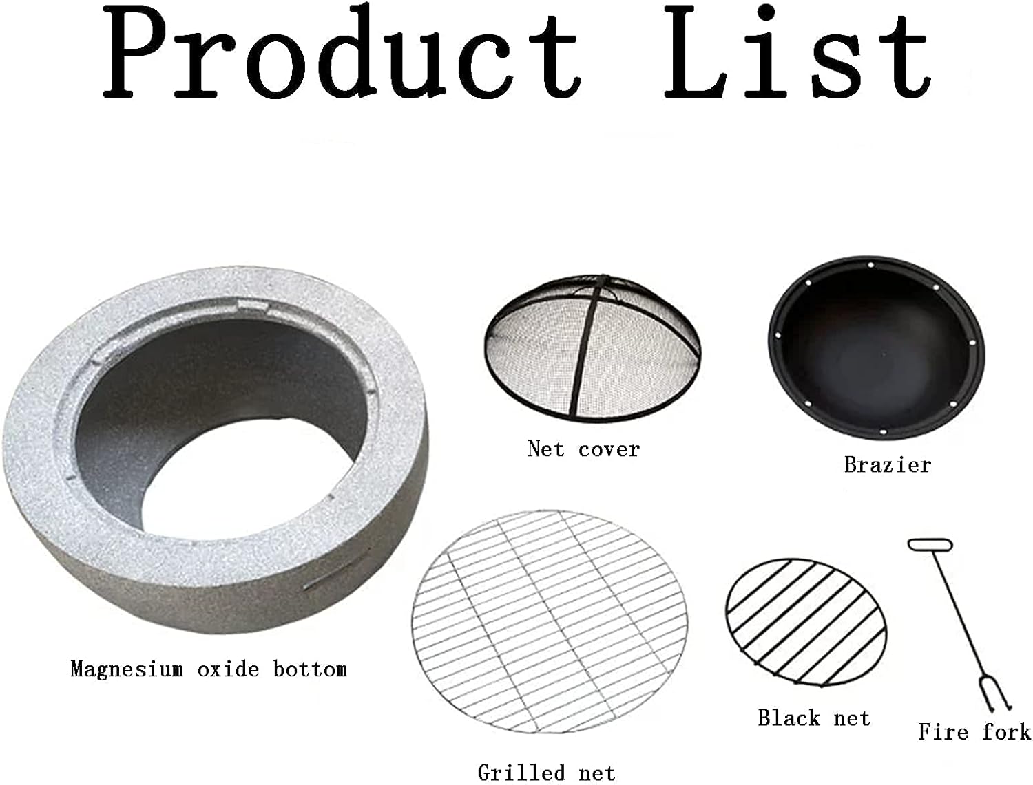 Backyard Patio Garden Fireplace Grill Bowl Table Outdoor Heaters & Fire Pits with Grill Grate for Heating/Fire Bowls Garden/Beach/Patio,Black