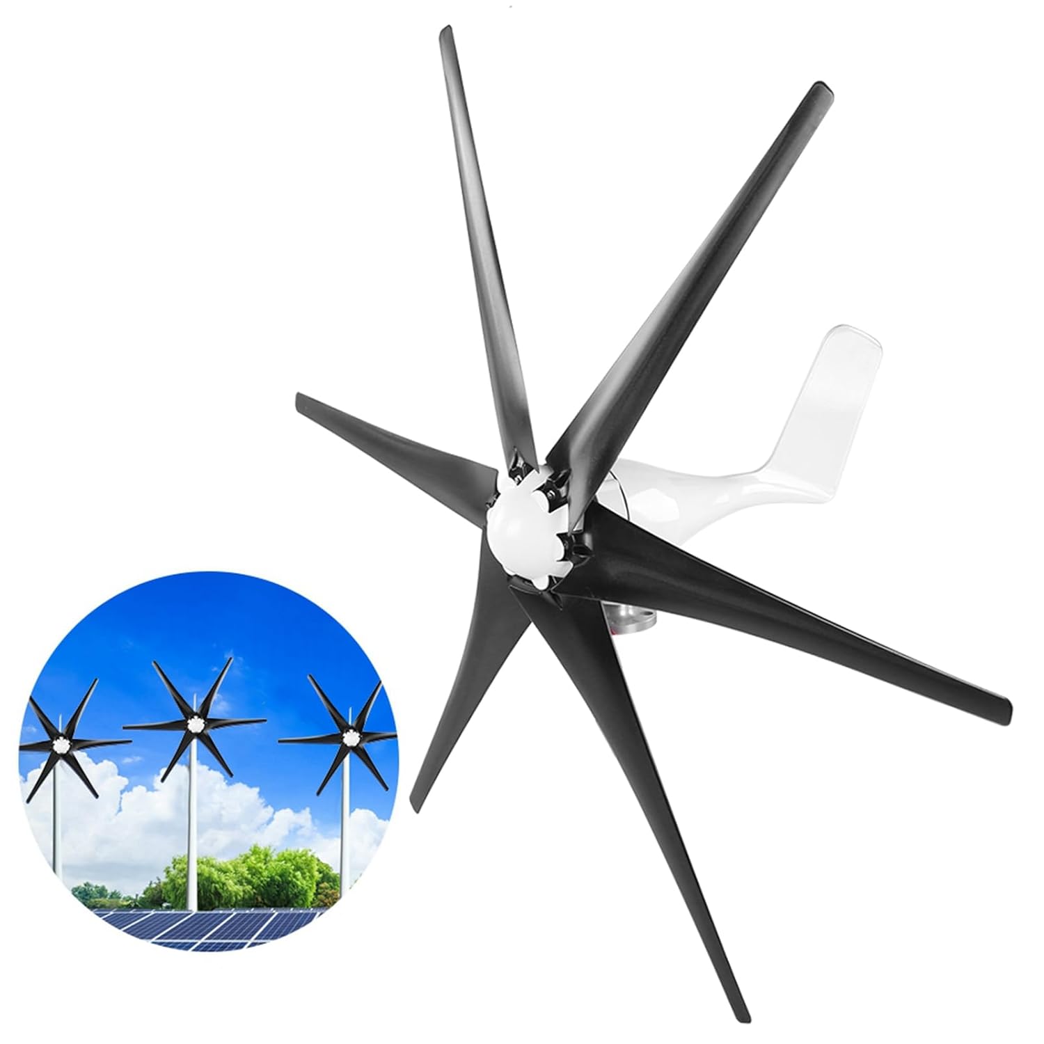 800W Small Windmill Turbines Generator, High Efficiency, 6 Blades, Easy Installation for Boats, Terraces, Cabins (12V)