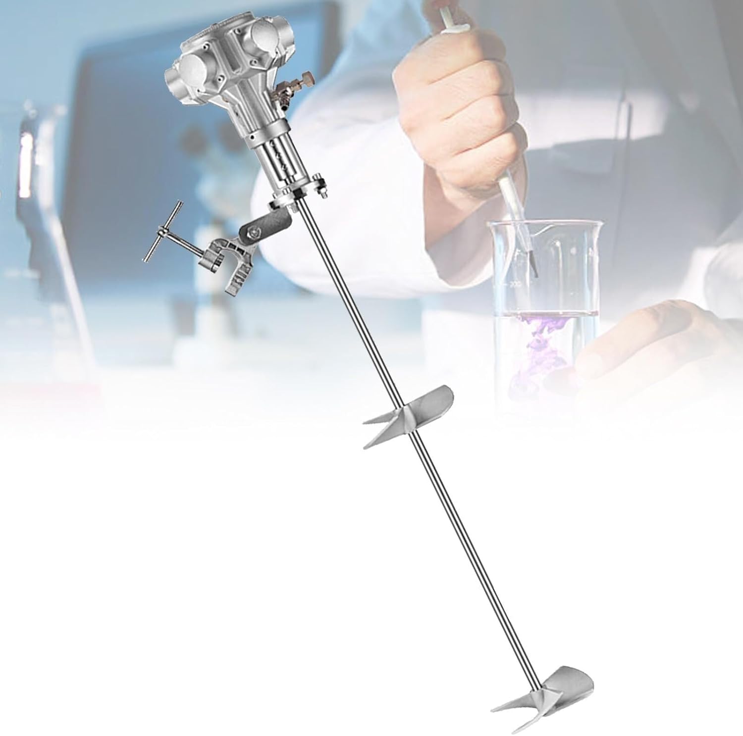 Industrial Clamp-Type Pneumatic Mixer, 50/100 Gallon Aluminum Alloy Agitator, Adjustable Speed Stirring Machine, for Liquids, Paint(100gallons)