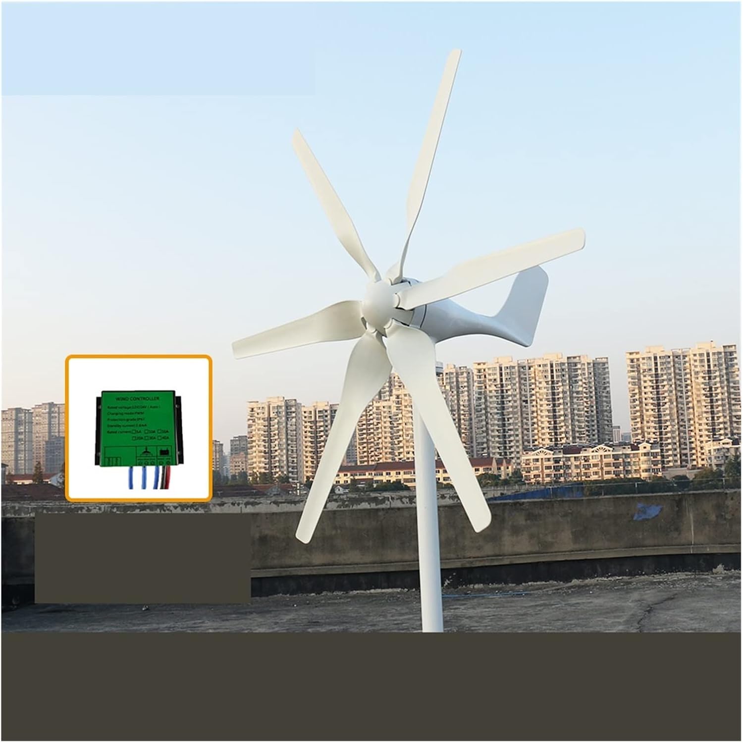 Industrial Wind Turbine Generator Wind Turbine 6 Blades 800W 12V 24V Wind Turbine Generator Windmill with PWM Controller Homeuse Solar and Wind Power Parts(with MPPT Controller,12V_800W)