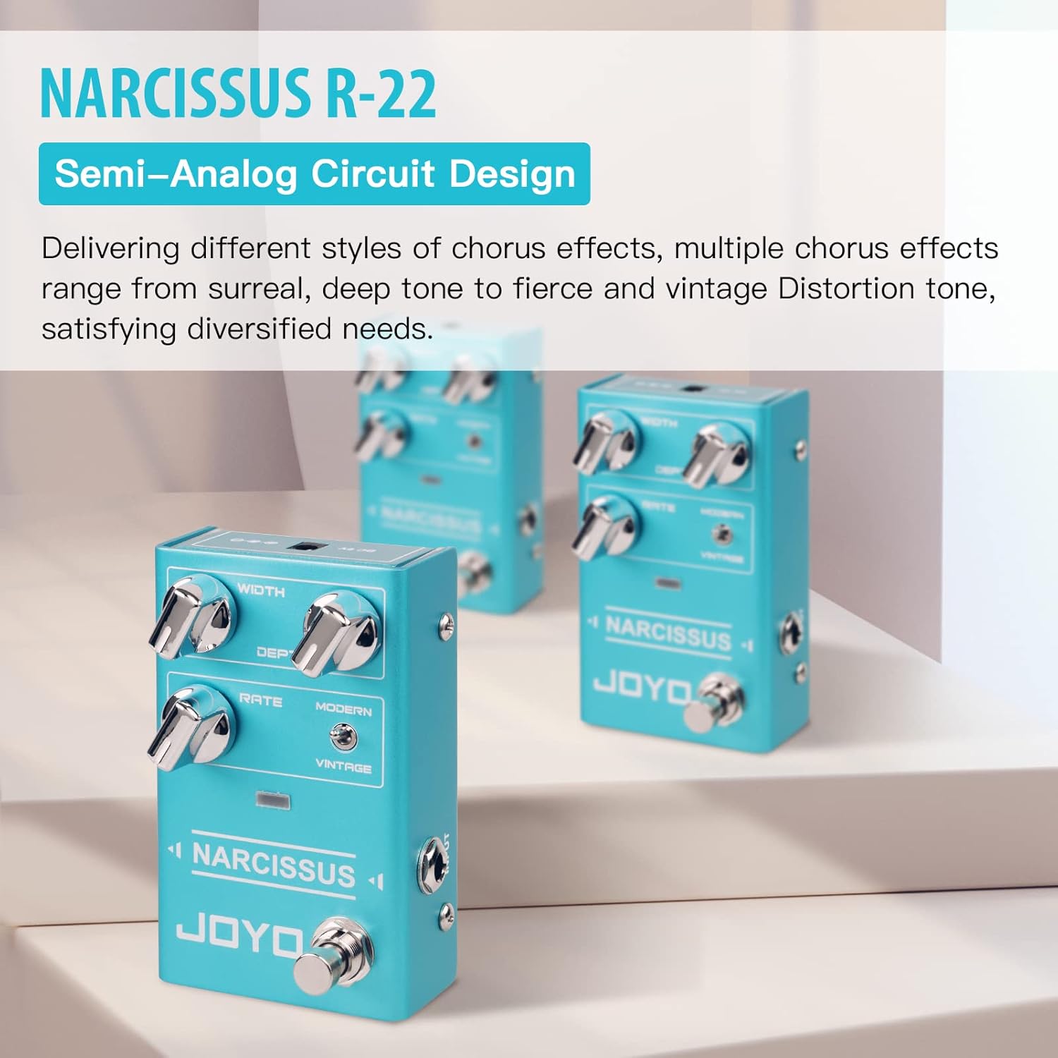 JOYO R-18 High Gain Amp Simulation All-in-one Pedal, R-20 Dual Crunch Overdrive Pedal and R-22 Chorus Pedal Semi-Analog Circuit