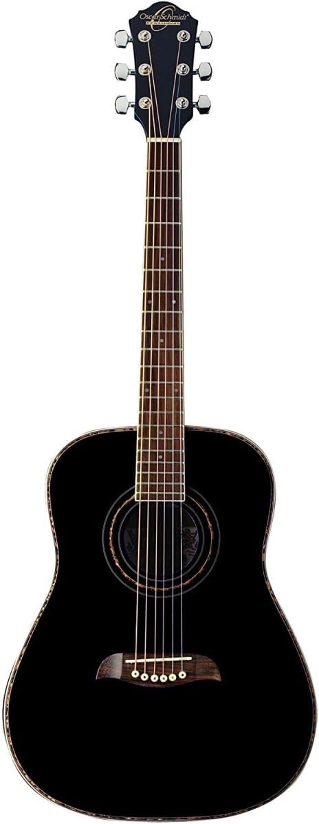 Oscar Schmidt 6 String OG1B 3/4 Size Dreadnought Acoustic Guitar. Black, Right (OG1B-A)