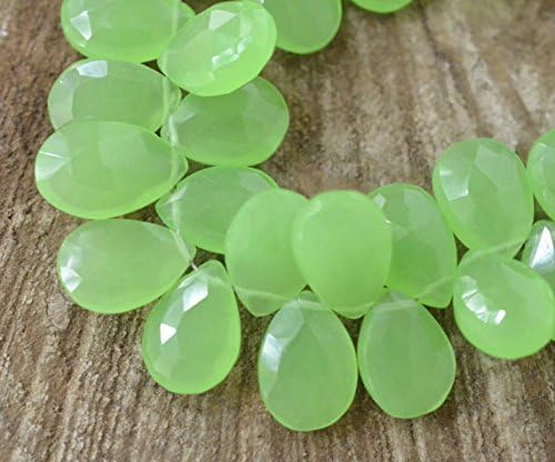 Chalcedony Briolettes Set of 10 Apple Green Chalcedony 11.5mm to 14.5mm Peridot Green Gemstone Briolettes