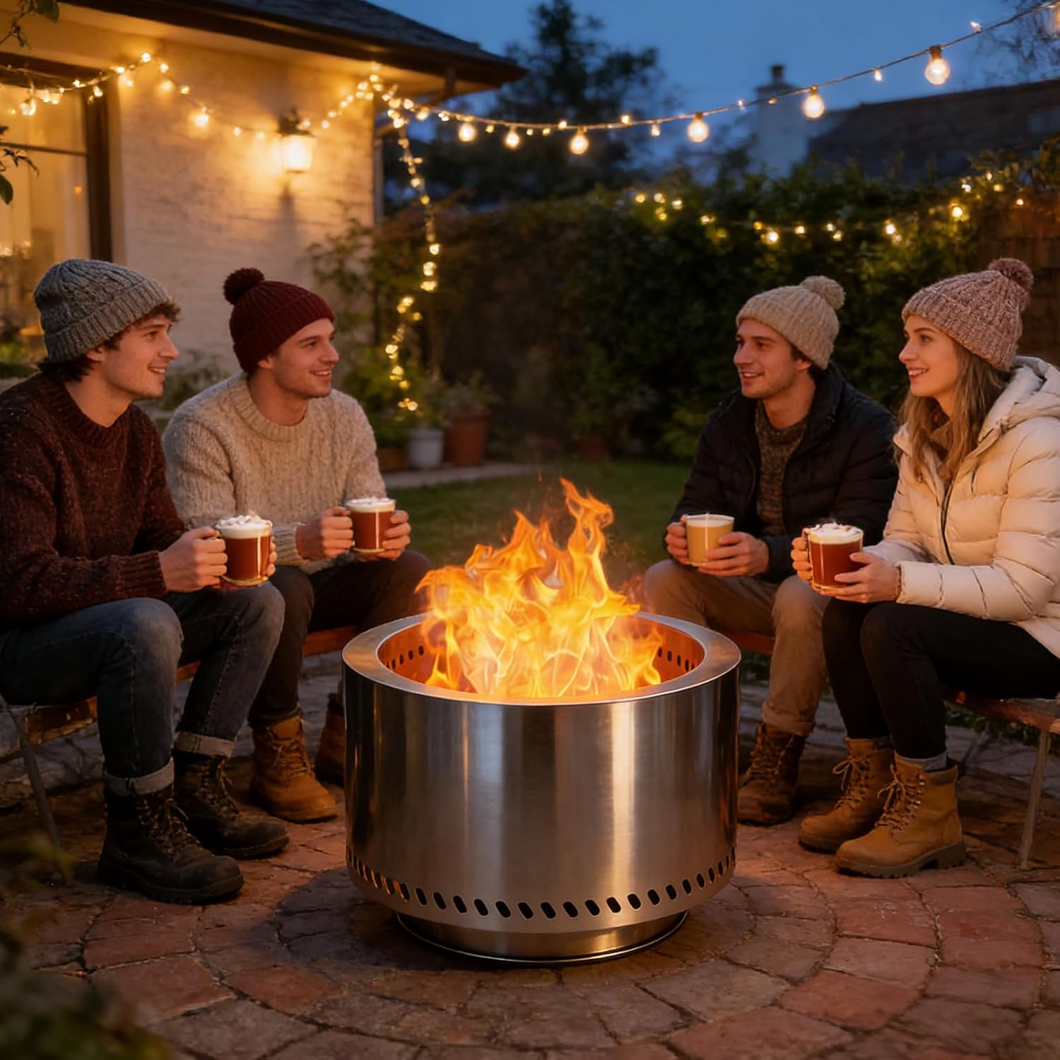 19.5 x 14.4 INCH Smokeless Fire Pits for Outside, AmazStove Large Outdoor Wood Burning Fire Pits, Thickened 304 Stainless Steel Firepits, Portable Fire Pit with Carrying Storage, Removable Ash Pan