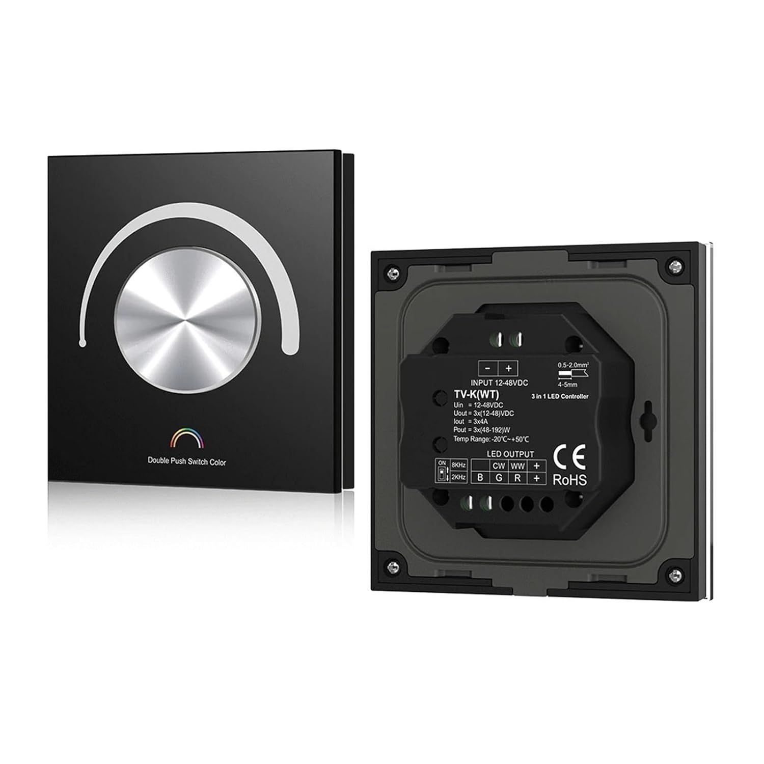 Rotating Glass Panel Constant Voltage LED Controller DC 12V 24V Dimmer(Black)