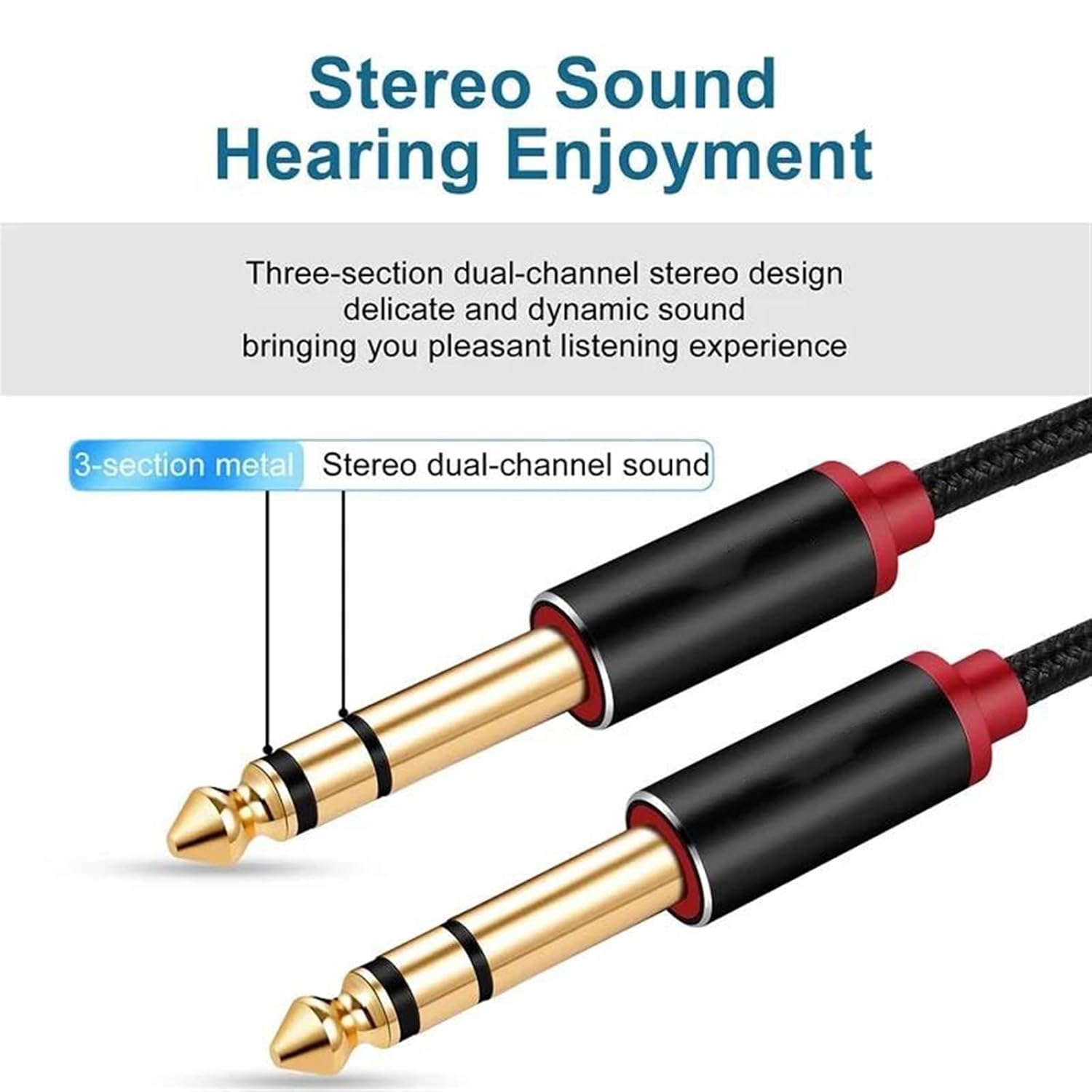 Guitar Audio Cable Guitar Instrument Cable 6.35mm 1/4 TRS Stereo Cable For Electric Guitar Mandolin Bass Amplifier(10m)